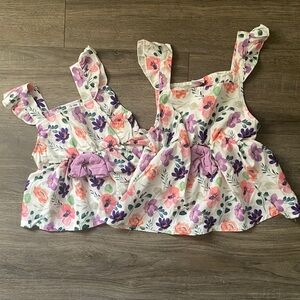 Pink and Purple Floral Matching Sister Shirts